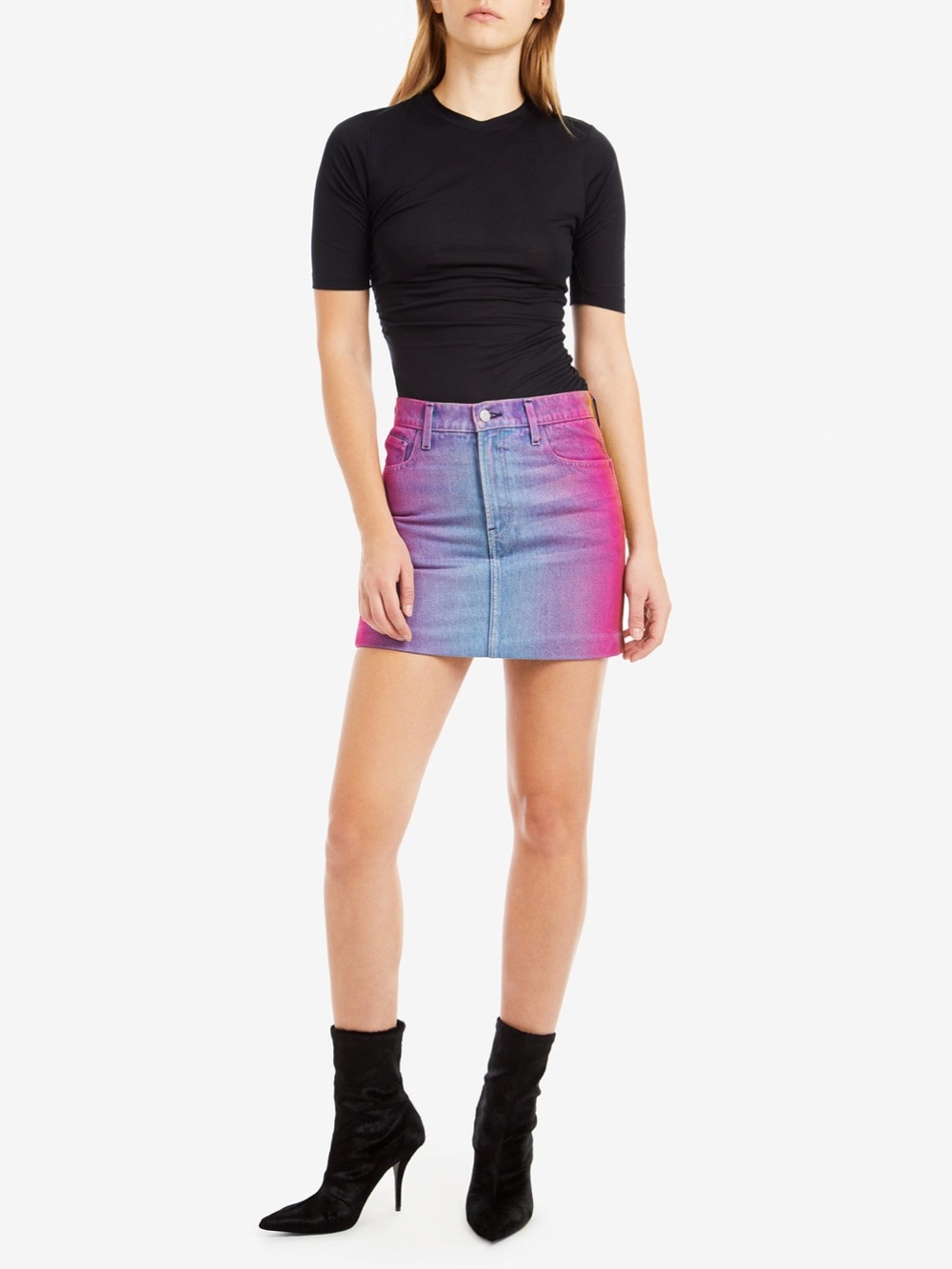Jordache Rainbow Denim Mini Skirt